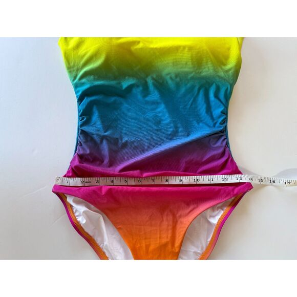 NWT La Blanca Womens Setting Sun Tank One-Piece Swimsuit in Multi Rainbow Size 8 - Picture 13 of 13